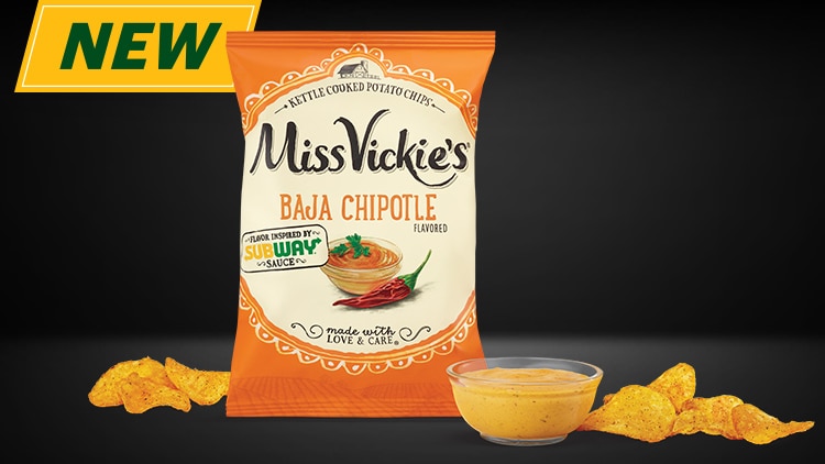 Miss Vickie’s Baja Chipotle chips and a ramekin of Baja Chipotle sauce